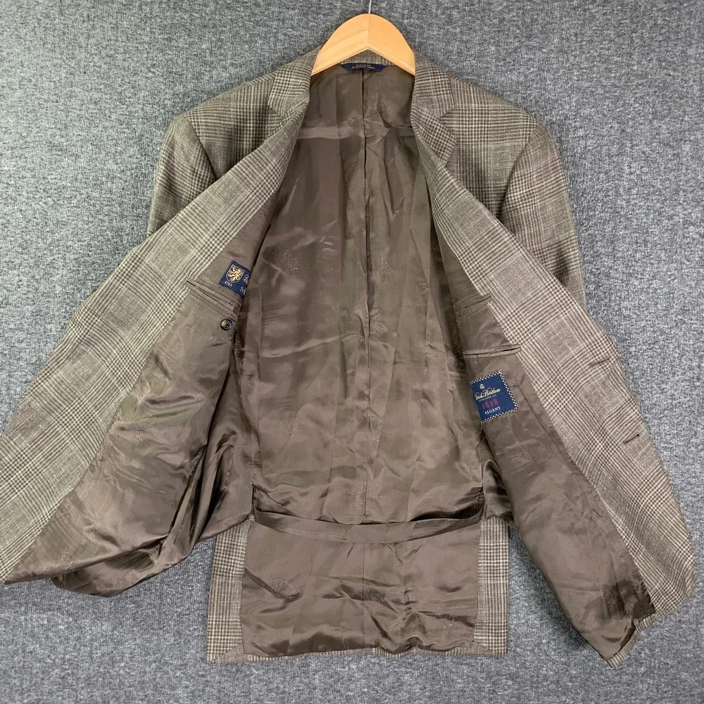 Brooks Brothers Blazer Jacket Men 46L Linen Silk Sport Coat Saxxon Regent